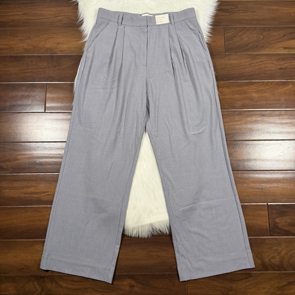Abercrombie & Fitch Size 14 / 32 R Gray Sloane High Tailored Wide Leg Pants